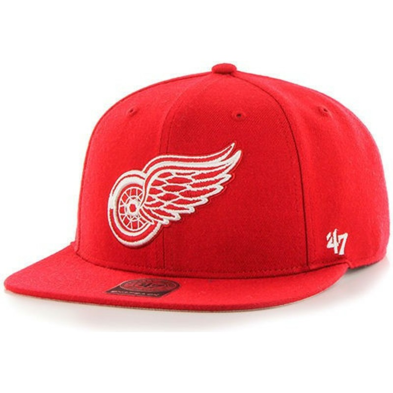 cappellino-visiera-piatta-rosso-snapback-di-detroit-red-wings-nhl-captain-di-47-brand