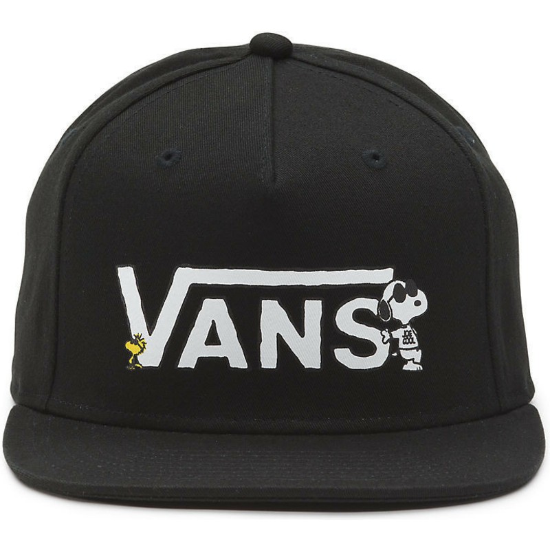 cappellino-visiera-piatta-nero-snapback-snoopy-di-vans-x-peanuts