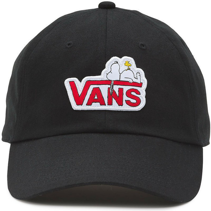 cappellino-visiera-curva-nero-con-snoopy-tumbado-court-side-di-vans