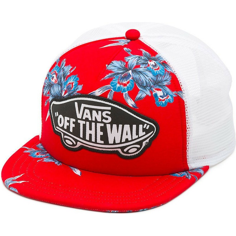 cappellino-trucker-rosso-beach-girl-hawaiian-di-vans