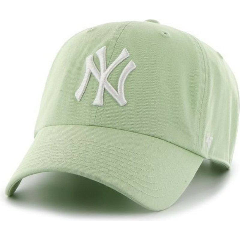 cappellino-visiera-curva-verde-con-logo-biancochiaro-di-new-york-yankees-mlb-clean-up-di-47-brand