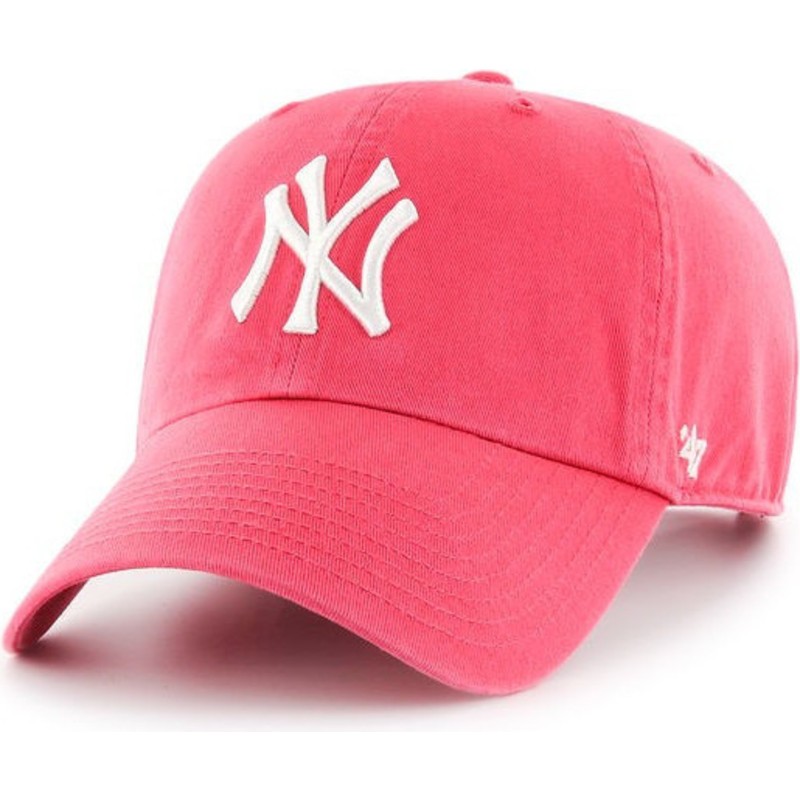 cappellino-visiera-curva-rosa-chewing-gum-di-new-york-yankees-mlb-clean-up-di-47-brand