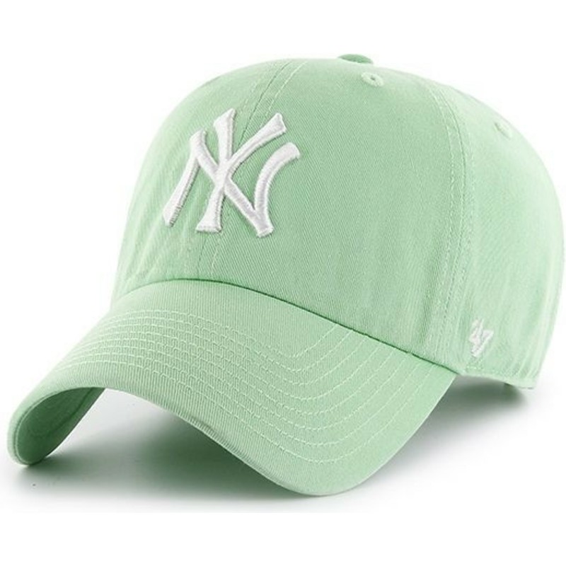cappellino-visiera-curva-verde-chiaro-di-new-york-yankees-mlb-clean-up-di-47-brand
