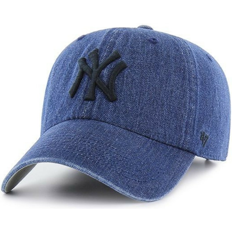 cappellino-visiera-curva-blu-marino-denim-di-new-york-yankees-mlb-clean-up-meadowood-di-47-brand