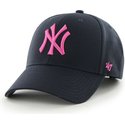 cappellino-visiera-curva-blu-marino-con-logo-rosa-di-new-york-yankees-mlb-mvp-di-47-brand