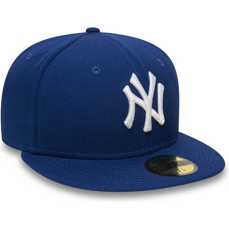 cappellino-visiera-piatta-blu-aderente-59fifty-essential-di-new-york-yankees-mlb-di-new-era