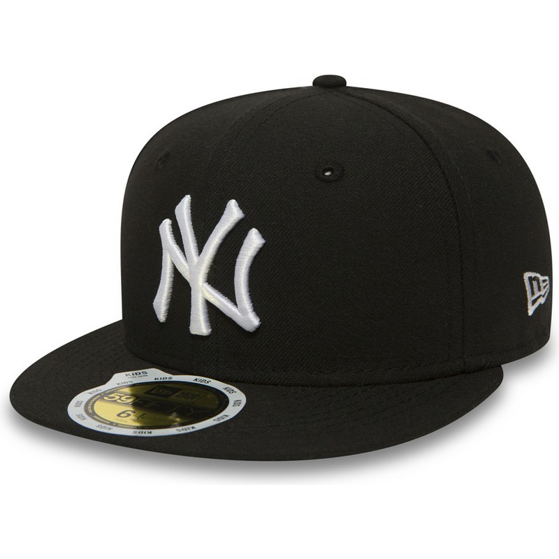 cappellino-visiera-piatta-nero-aderente-per-bambino-59fifty-essential-di-new-york-yankees-mlb-di-new-era