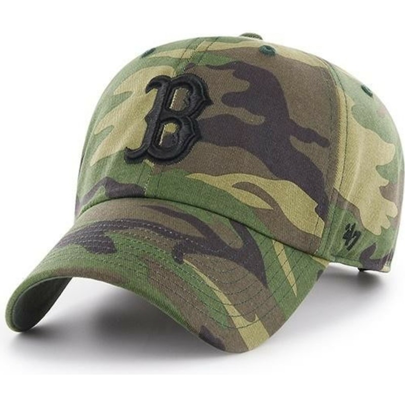 cappellino-visiera-curva-mimetico-con-logo-nero-di-boston-red-sox-clean-up-unwashed-di-47-brand