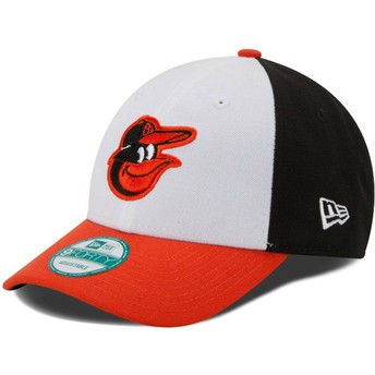 Cappellino visiera curva bianco, nero e arancione regolabile 9FORTY The League di Baltimore Orioles MLB di New Era