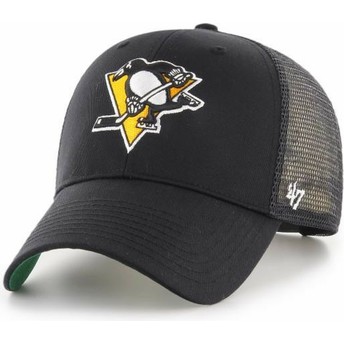 Cappellino trucker nero con logo giallo di Pittsburgh Penguins NHL MVP Branson di 47 Brand