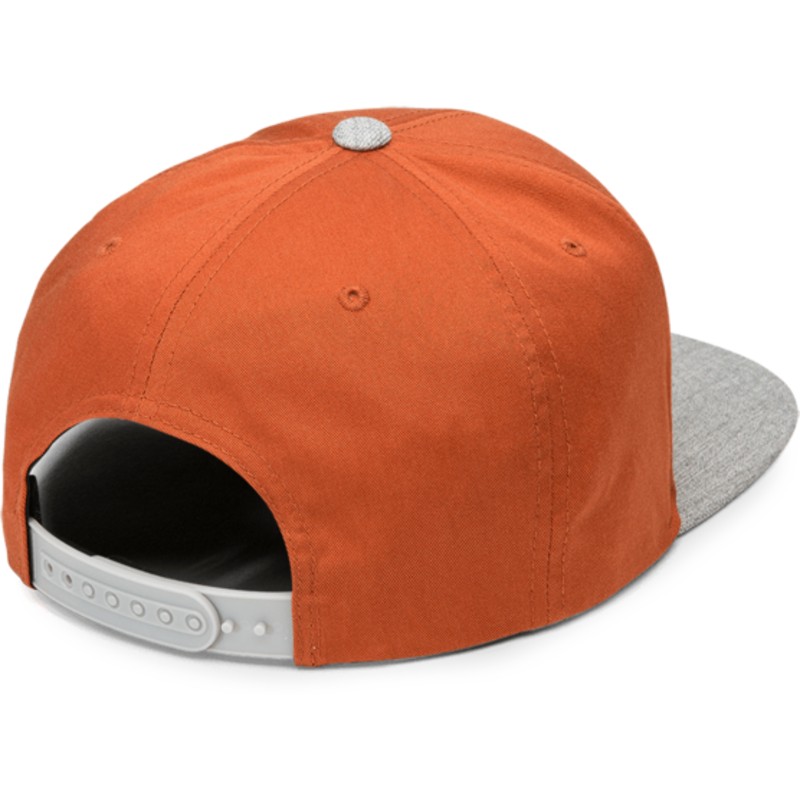 cappellino-visiera-piatta-arancione-snapback-con-visiera-grigia-quarter-twill-copper-di-volcom