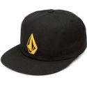 cappellino-visiera-piatta-nero-regolabile-con-logo-dorato-stone-battery-golden-haze-di-volcom