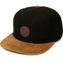 cappellino-visiera-piatta-nero-snapback-con-visiera-marrone-quarter-fabric-charred-di-volcom