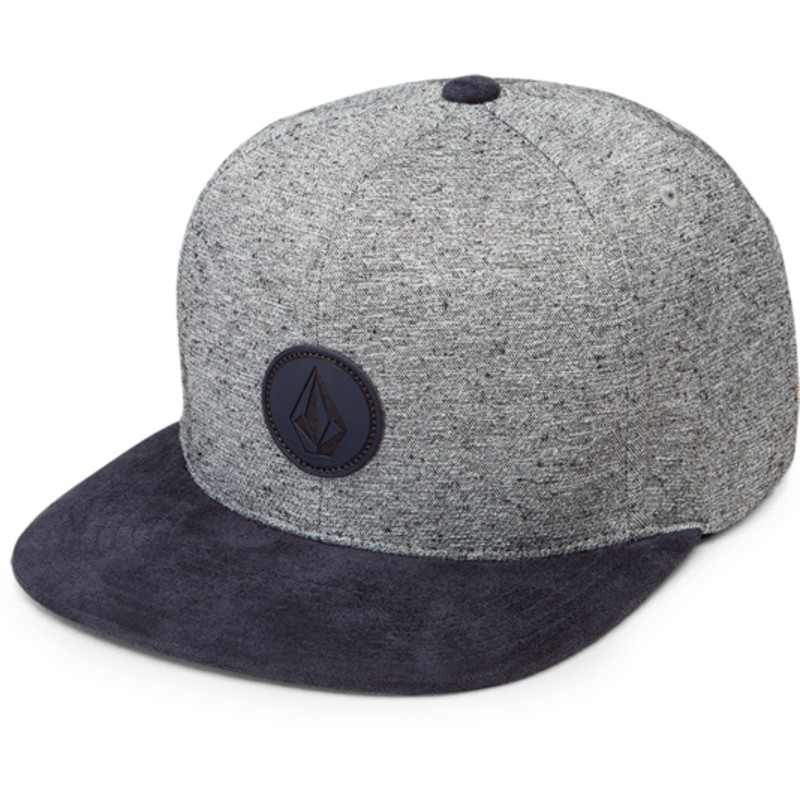 cappellino-visiera-piatta-grigio-snapback-con-visiera-blu-marino-quarter-fabric-indigo-di-volcom
