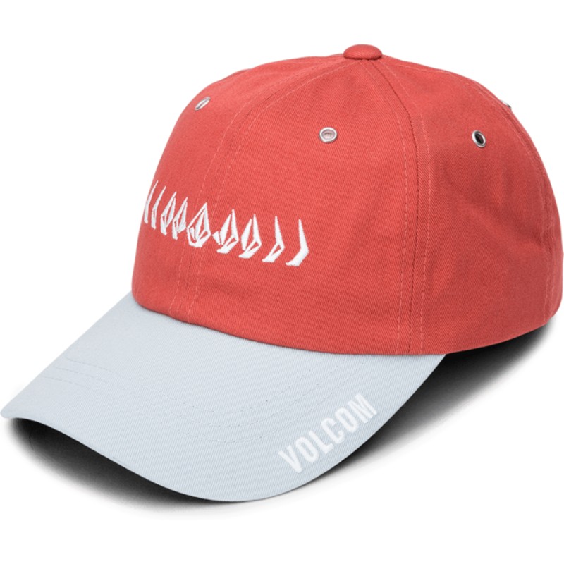 cappellino-visiera-curva-rosso-regolabile-con-visiera-grigia-splat-copper-di-volcom