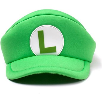 Difuzed Curved Brim Luigi Shaped Super Mario Bros. Green Fitted Cap