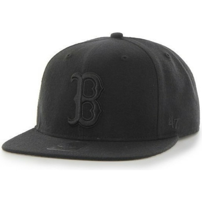 cappellino-visiera-piatta-nero-snapback-con-logo-nero-di-boston-red-sox-mlb-sure-shot-di-47-brand