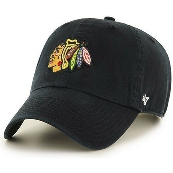 Cappellino visiera curva nero di Chicago Blackhawks NHL Clean Up di 47 Brand
