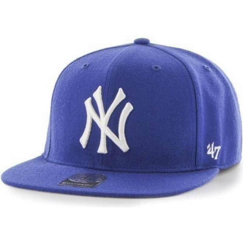 cappellino-visiera-piatta-blu-snapback-tinta-unita-di-mlb-new-york-yankees-di-47-brand