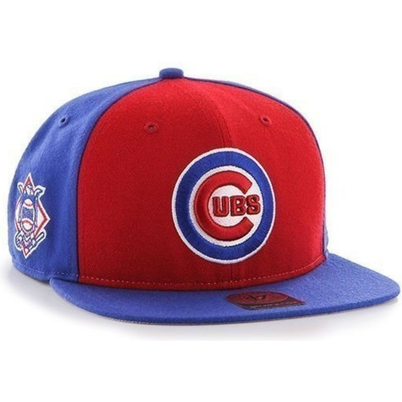 cappellino-visiera-piatta-blu-snapback-tinta-unita-con-logo-laterale-di-mlb-chicago-cubs-di-47-brand