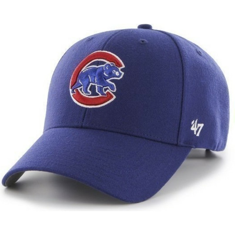 cappellino-visiera-curva-blu-tinta-unita-di-mlb-chicago-cubs-di-47-brand