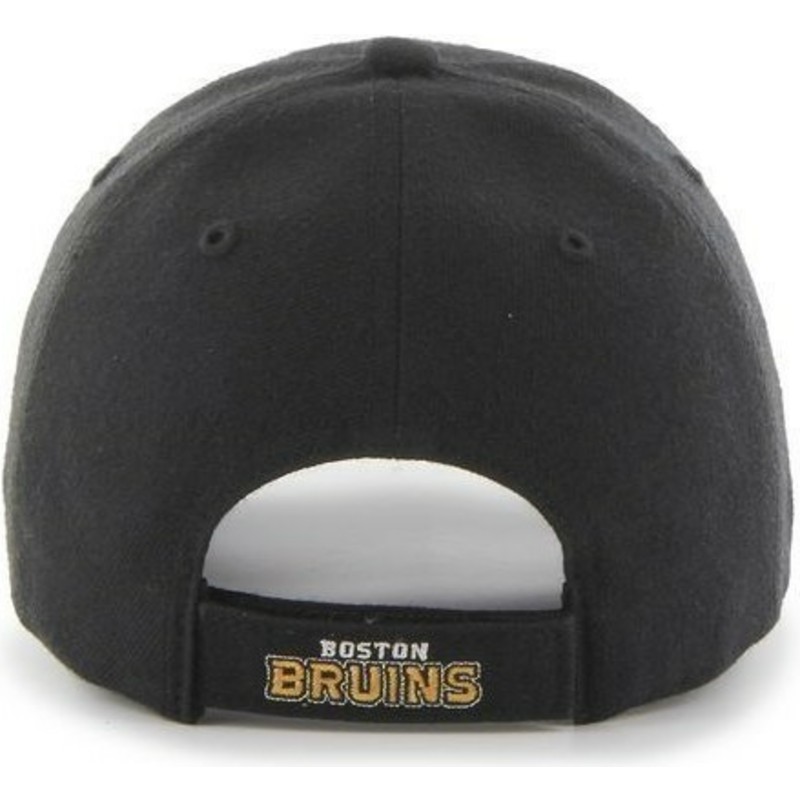 cappellino-visiera-curva-nero-tinta-unita-di-nhl-boston-bruins-di-47-brand