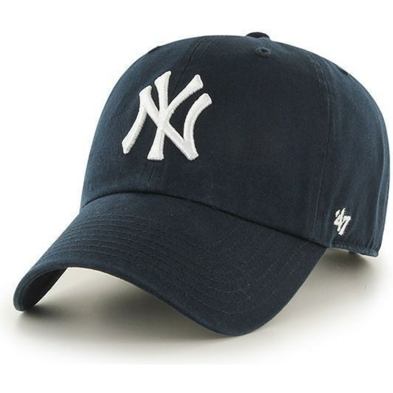 cappellino-visiera-curva-blu-marino-di-new-york-yankees-mlb-clean-up-di-47-brand