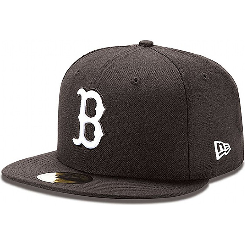 cappellino-visiera-piatta-nero-aderente-59fifty-essential-di-boston-red-sox-mlb-di-new-era