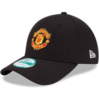 Cappellino visiera curva nero regolabile 9FORTY Essential di Manchester United Football Club di New Era