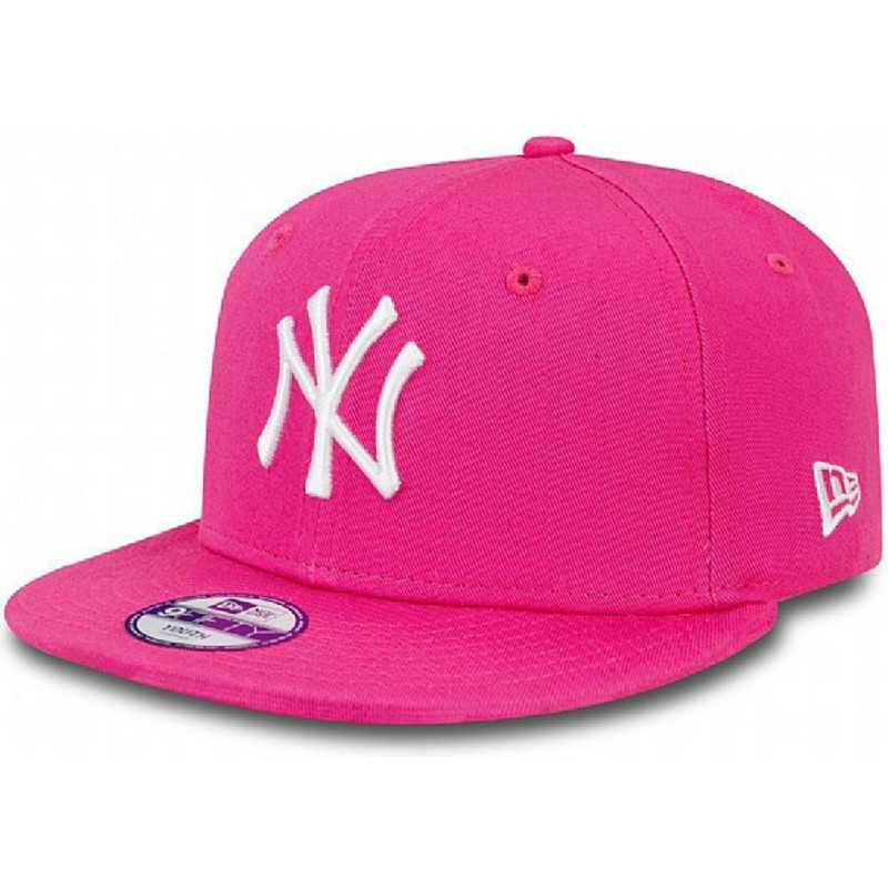 cappellino-visiera-piatta-rosa-snapback-per-bambino-9fifty-essential-di-new-york-yankees-mlb-di-new-era